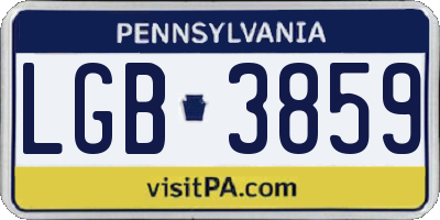 PA license plate LGB3859