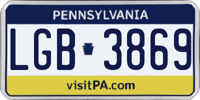 PA license plate LGB3869
