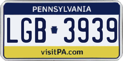 PA license plate LGB3939