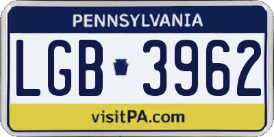 PA license plate LGB3962