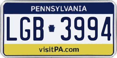PA license plate LGB3994