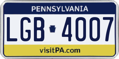 PA license plate LGB4007