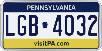 PA license plate LGB4032