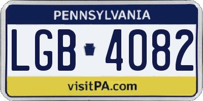 PA license plate LGB4082