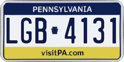 PA license plate LGB4131