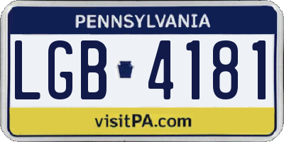 PA license plate LGB4181