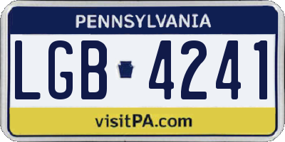 PA license plate LGB4241