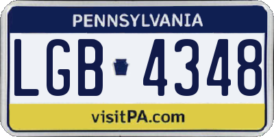 PA license plate LGB4348