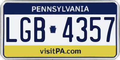 PA license plate LGB4357