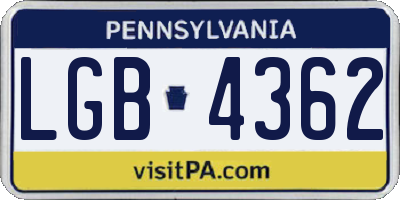 PA license plate LGB4362