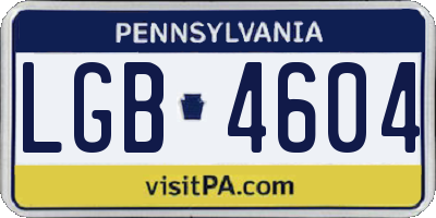 PA license plate LGB4604