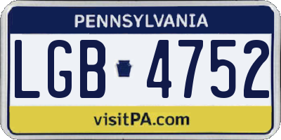 PA license plate LGB4752