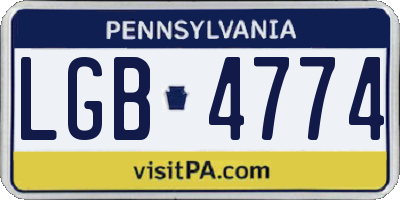 PA license plate LGB4774
