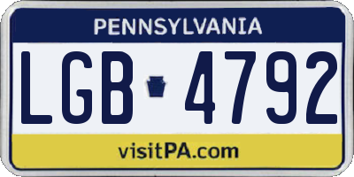 PA license plate LGB4792