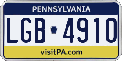 PA license plate LGB4910