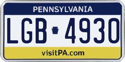 PA license plate LGB4930