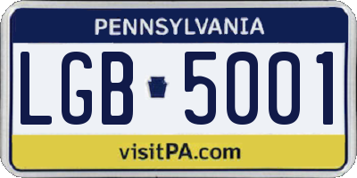 PA license plate LGB5001