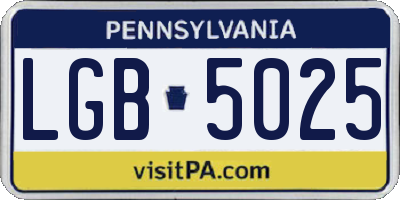 PA license plate LGB5025