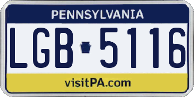 PA license plate LGB5116