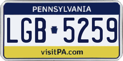 PA license plate LGB5259