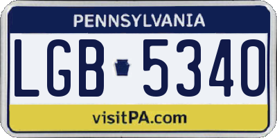 PA license plate LGB5340