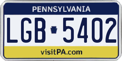 PA license plate LGB5402