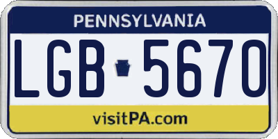 PA license plate LGB5670