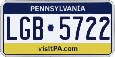 PA license plate LGB5722