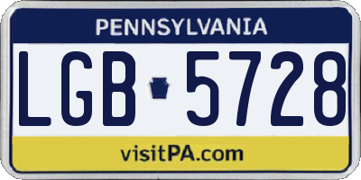 PA license plate LGB5728