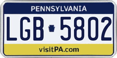 PA license plate LGB5802