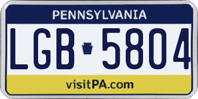 PA license plate LGB5804
