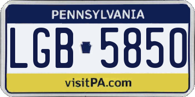 PA license plate LGB5850