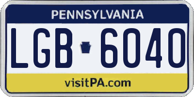 PA license plate LGB6040