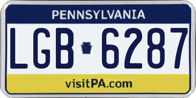 PA license plate LGB6287