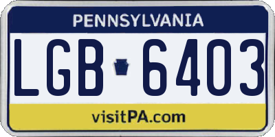 PA license plate LGB6403