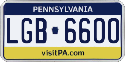PA license plate LGB6600