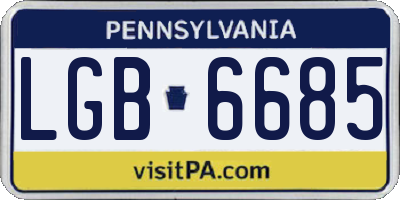PA license plate LGB6685
