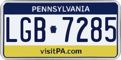 PA license plate LGB7285