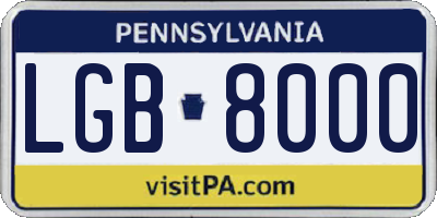 PA license plate LGB8000