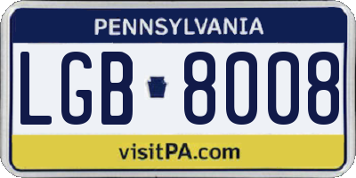 PA license plate LGB8008