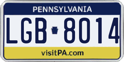 PA license plate LGB8014