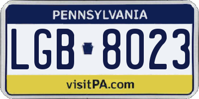 PA license plate LGB8023