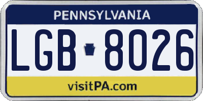 PA license plate LGB8026