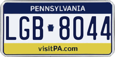 PA license plate LGB8044