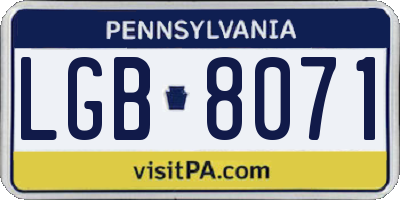 PA license plate LGB8071