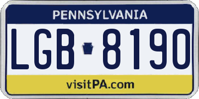 PA license plate LGB8190