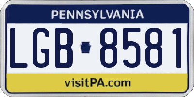 PA license plate LGB8581