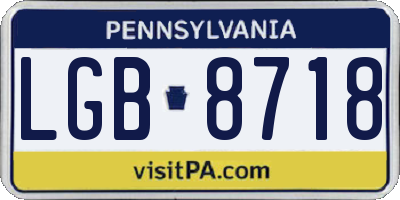 PA license plate LGB8718
