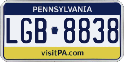 PA license plate LGB8838