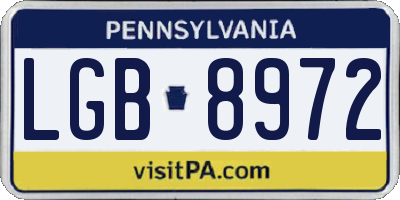 PA license plate LGB8972